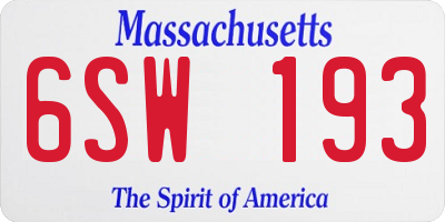 MA license plate 6SW193