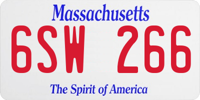 MA license plate 6SW266