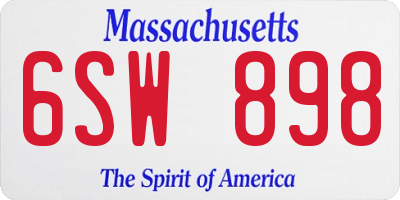 MA license plate 6SW898