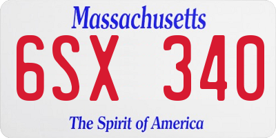 MA license plate 6SX340