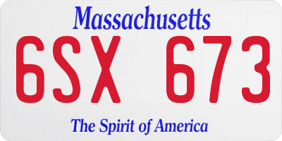 MA license plate 6SX673