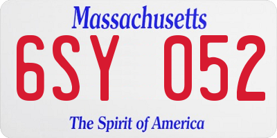 MA license plate 6SY052