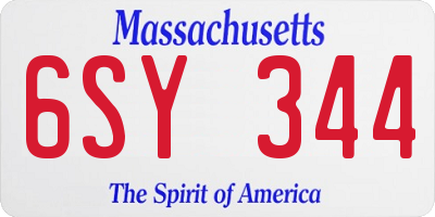 MA license plate 6SY344