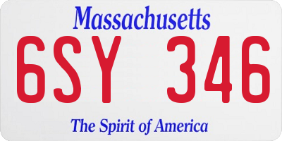 MA license plate 6SY346