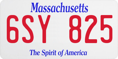 MA license plate 6SY825