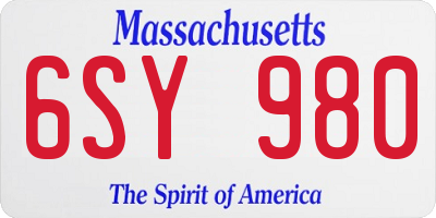 MA license plate 6SY980