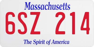 MA license plate 6SZ214