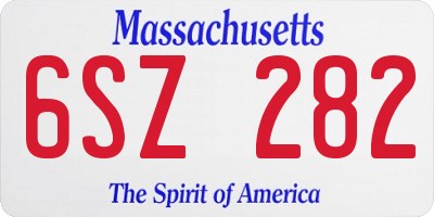 MA license plate 6SZ282