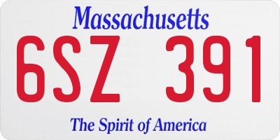 MA license plate 6SZ391