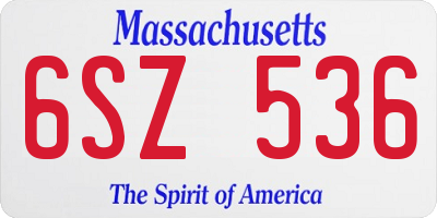 MA license plate 6SZ536