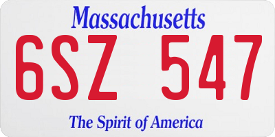 MA license plate 6SZ547