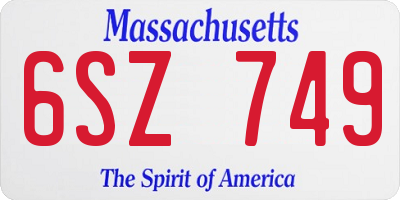 MA license plate 6SZ749