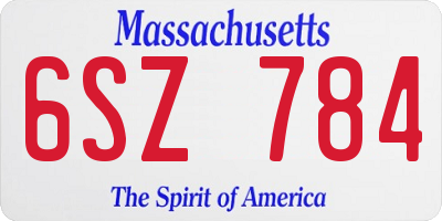 MA license plate 6SZ784