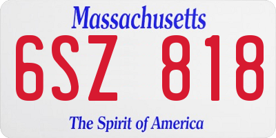 MA license plate 6SZ818