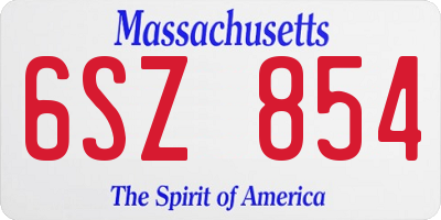 MA license plate 6SZ854