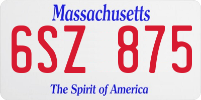 MA license plate 6SZ875