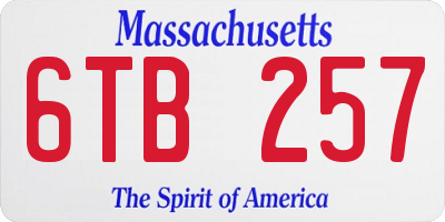 MA license plate 6TB257