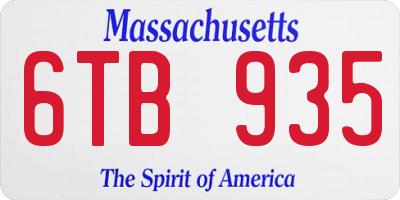 MA license plate 6TB935
