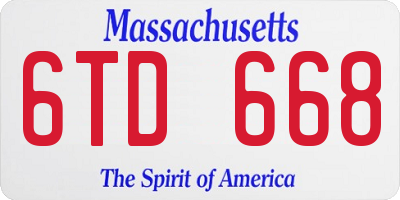MA license plate 6TD668