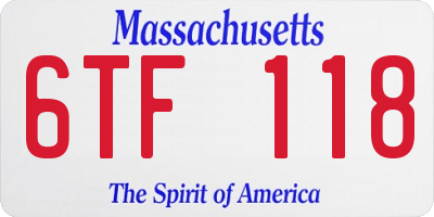 MA license plate 6TF118