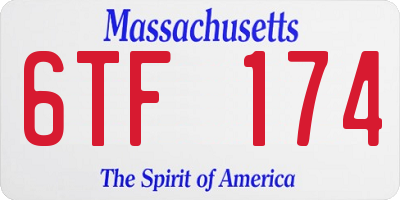 MA license plate 6TF174