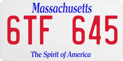 MA license plate 6TF645