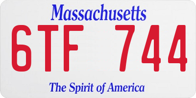 MA license plate 6TF744