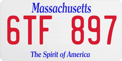 MA license plate 6TF897