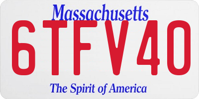 MA license plate 6TFV40