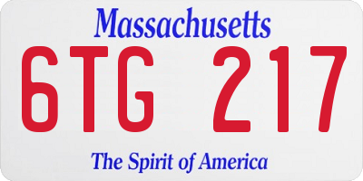 MA license plate 6TG217
