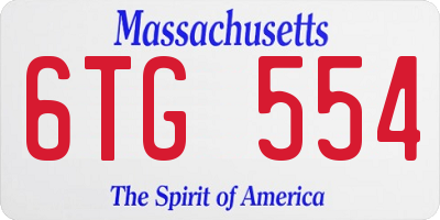 MA license plate 6TG554