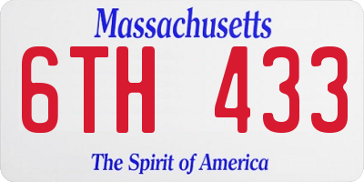 MA license plate 6TH433