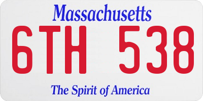 MA license plate 6TH538