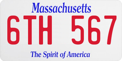MA license plate 6TH567