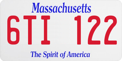 MA license plate 6TI122