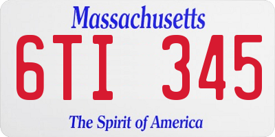 MA license plate 6TI345