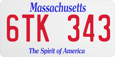 MA license plate 6TK343
