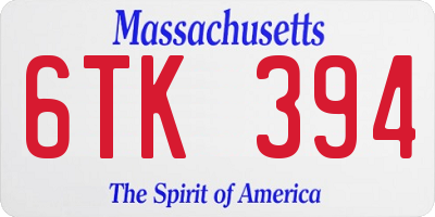 MA license plate 6TK394