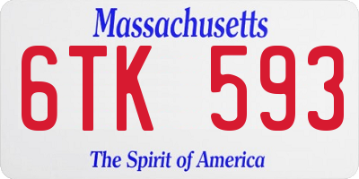 MA license plate 6TK593