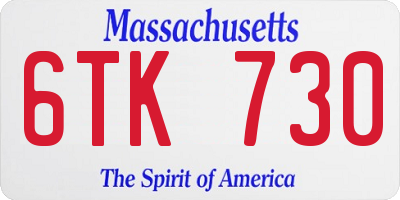 MA license plate 6TK730