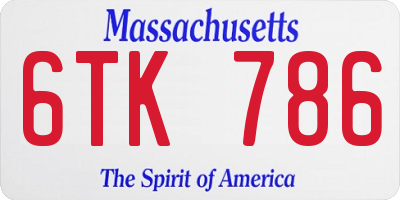 MA license plate 6TK786