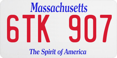 MA license plate 6TK907