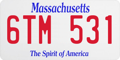 MA license plate 6TM531
