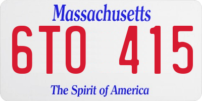 MA license plate 6TO415