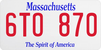 MA license plate 6TO870