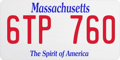 MA license plate 6TP760
