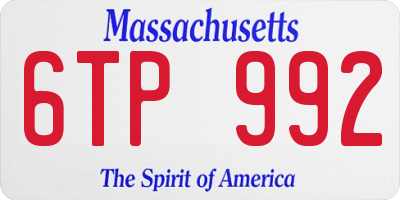 MA license plate 6TP992