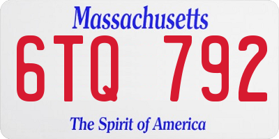 MA license plate 6TQ792