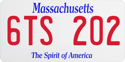 MA license plate 6TS202