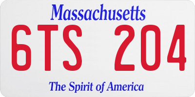 MA license plate 6TS204
